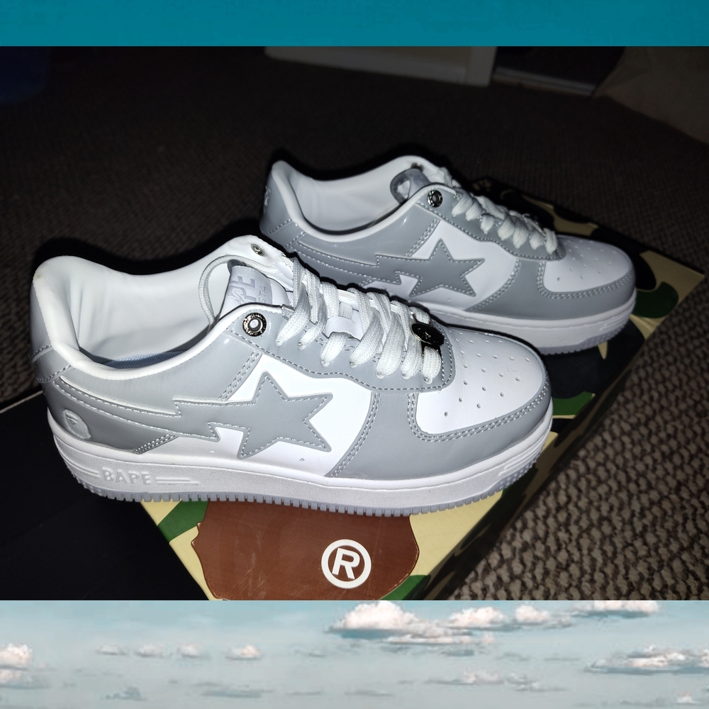 BAPE White and Gray Sneakers